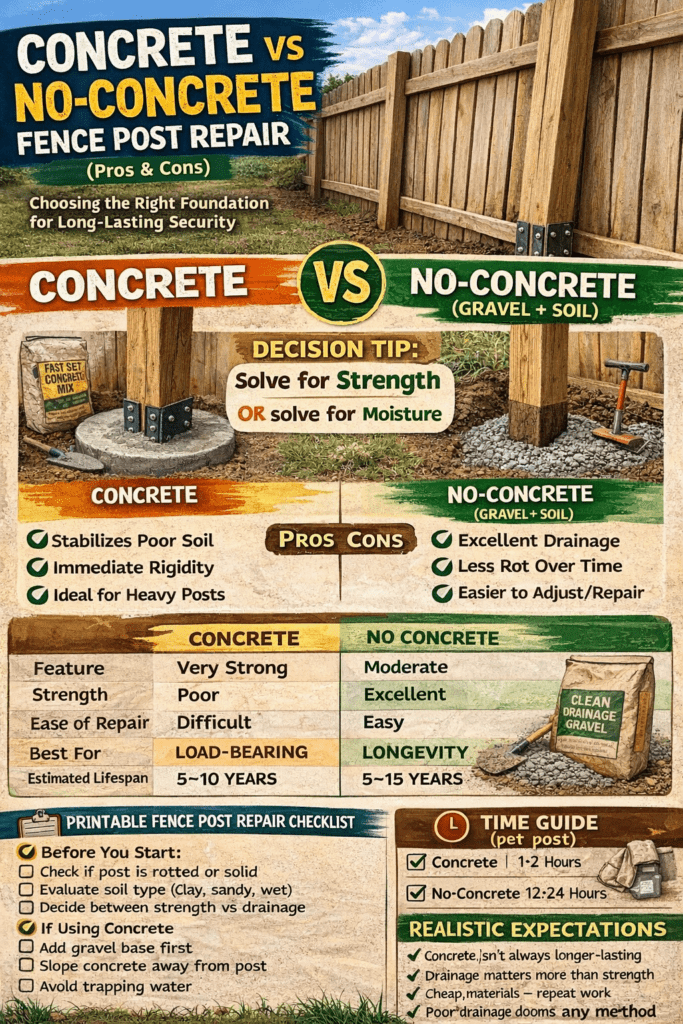 Infographic - Concrete VS No Concrete Fence Post Repair