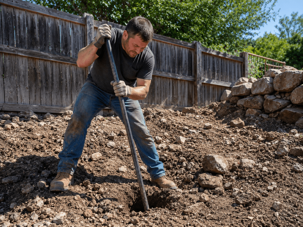 Using a Digging Bar in Rocky Soil