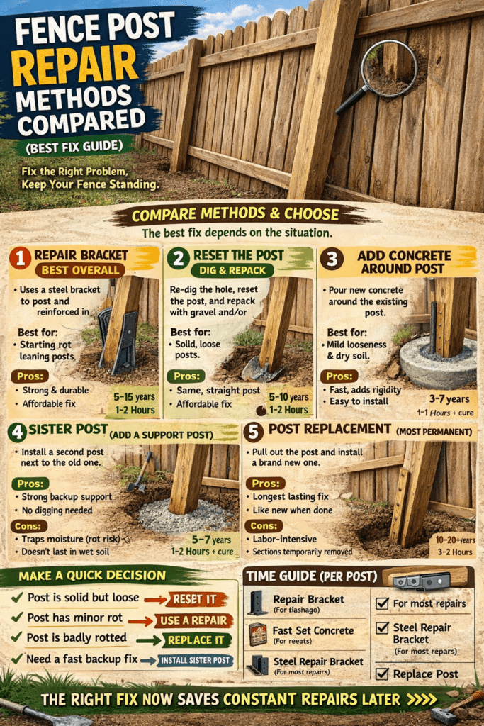 Infographic - Fence Post Repair Methods Compared (Best Fix Guide)
