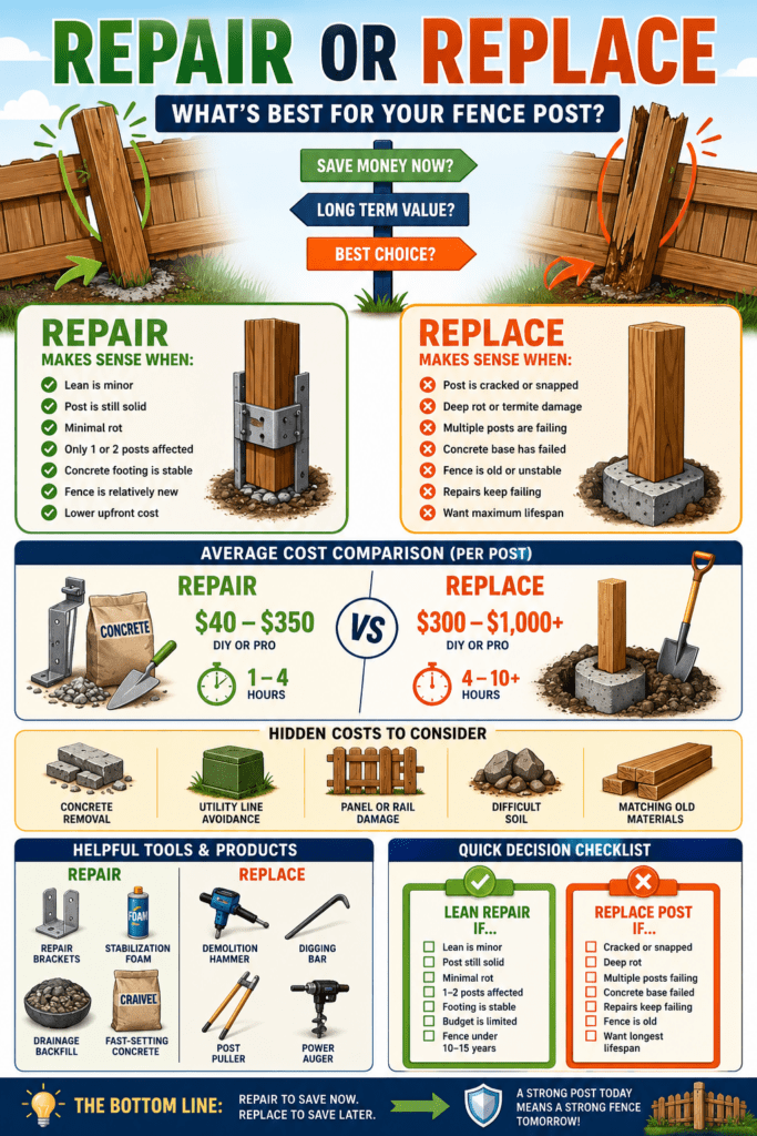 Infographic - Repair VS Replacement Costs for Fence Posts