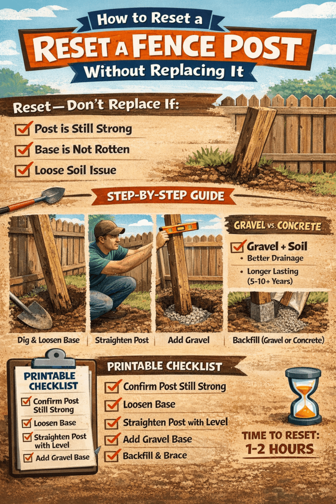 Infographic - How to Reset a Fence Post without Replacing It