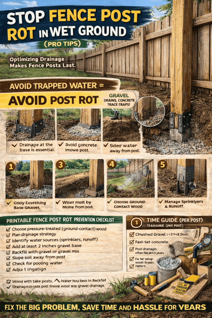Infographic - Stop Fence Post Rot in Wet Ground (Pro Tips)