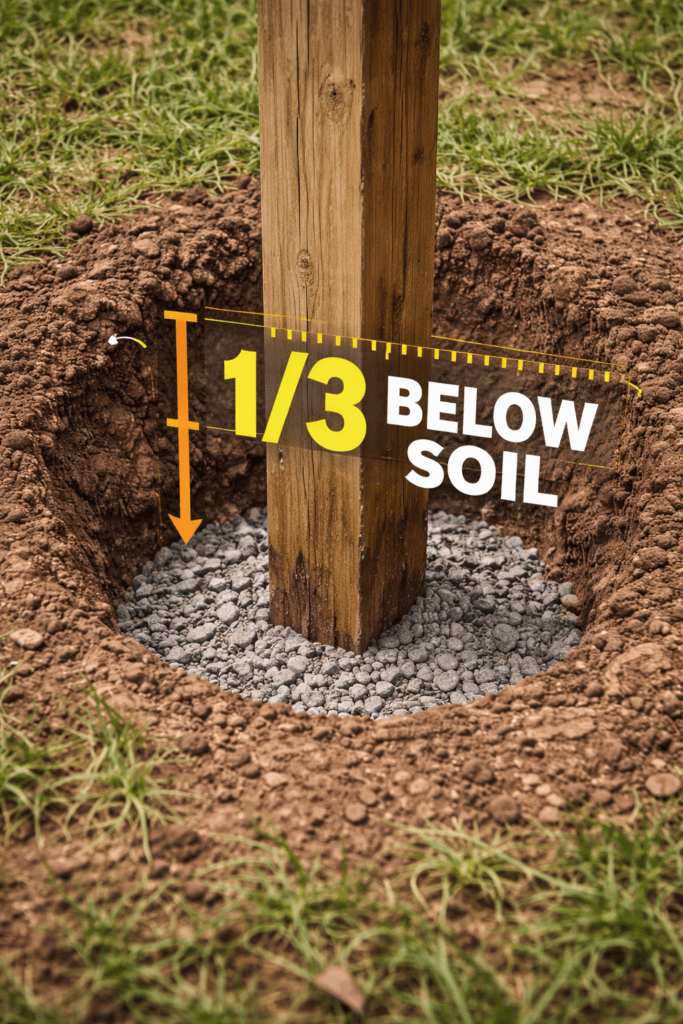 Fence Post 1/3 Below Soil